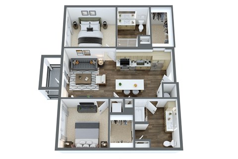 2 bedroom, 2 bathroom